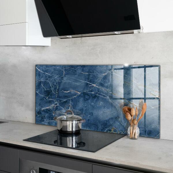 Kitchen splashback Blue marble texture