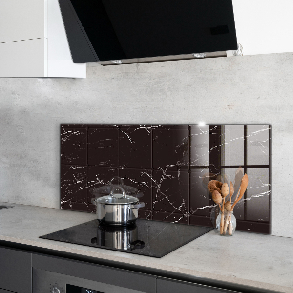 Kitchen splashback Black marble texture