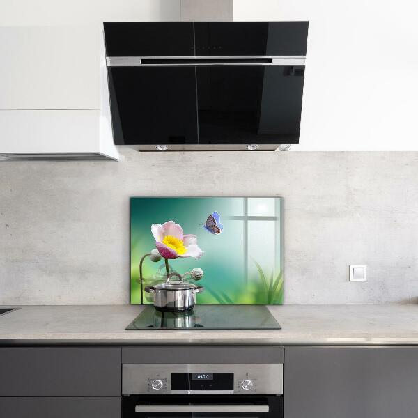 Kitchen splashback Summer meadow butterfly flower