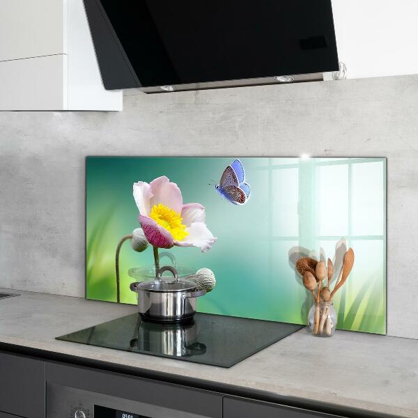 Kitchen splashback Summer meadow butterfly flower