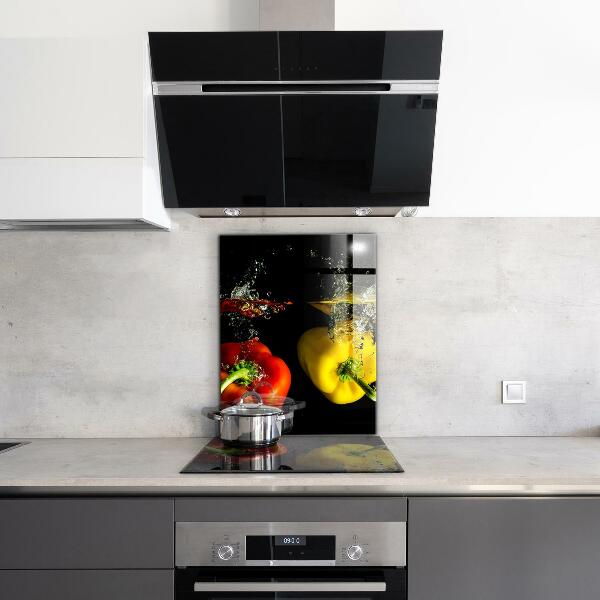 Kitchen splashback Colorful peppers under water