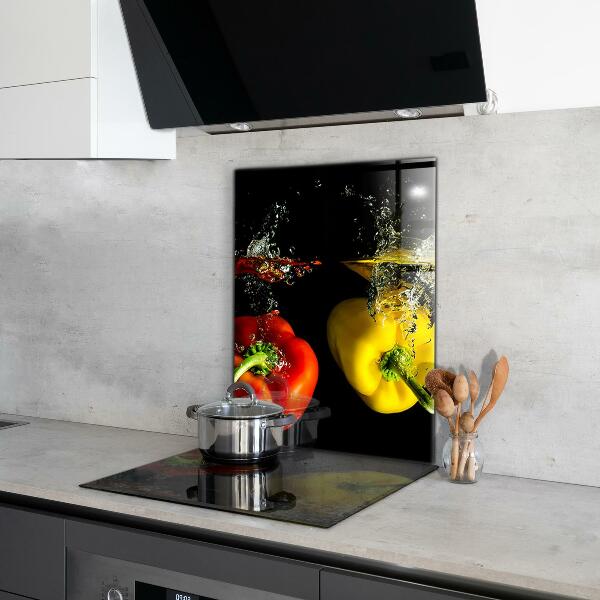 Kitchen splashback Colorful peppers under water