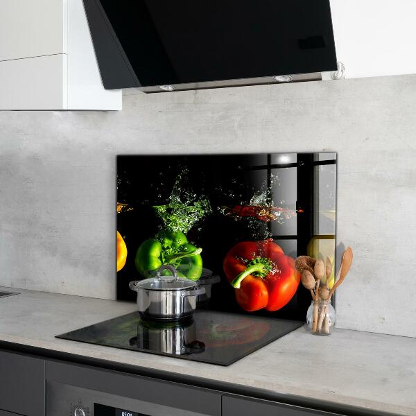 Kitchen splashback Colorful peppers under water
