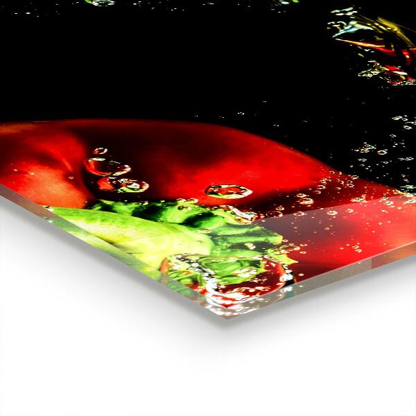 Kitchen splashback Colorful peppers under water