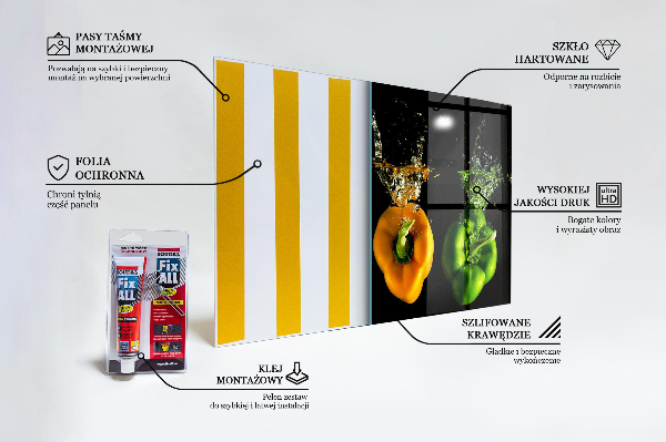 Kitchen splashback Colorful peppers under water