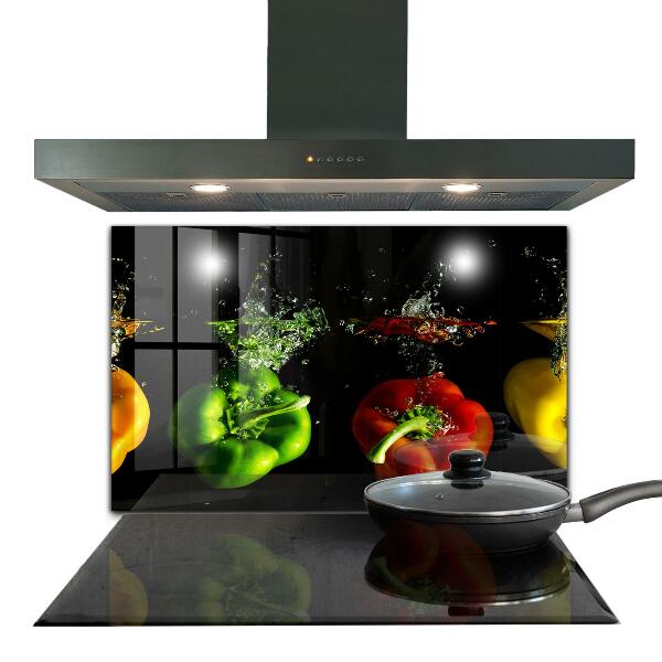Kitchen splashback Colorful peppers under water