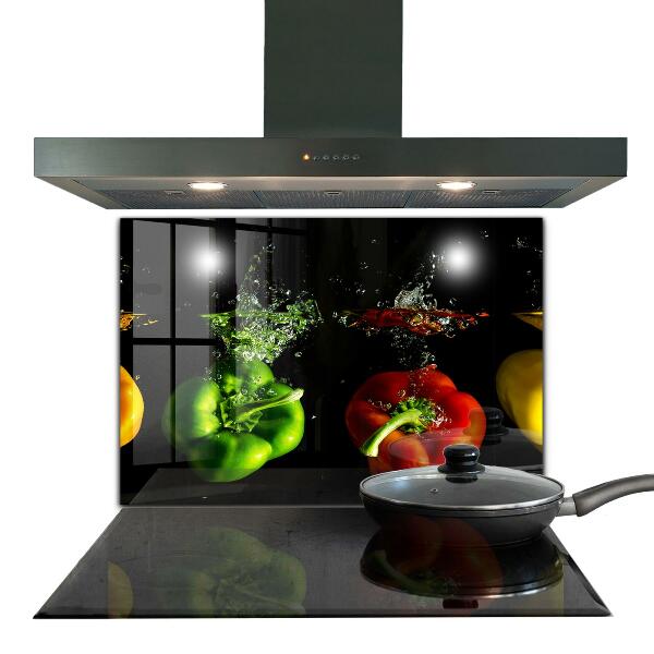 Kitchen splashback Colorful peppers under water