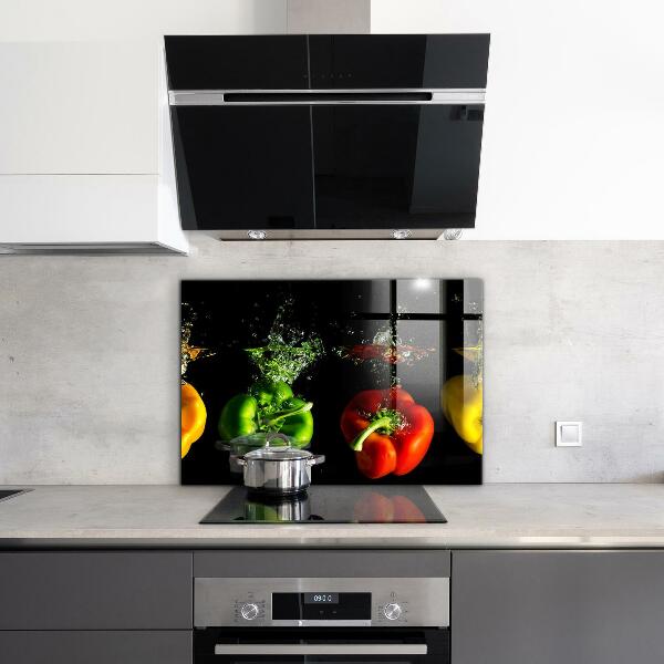 Kitchen splashback Colorful peppers under water