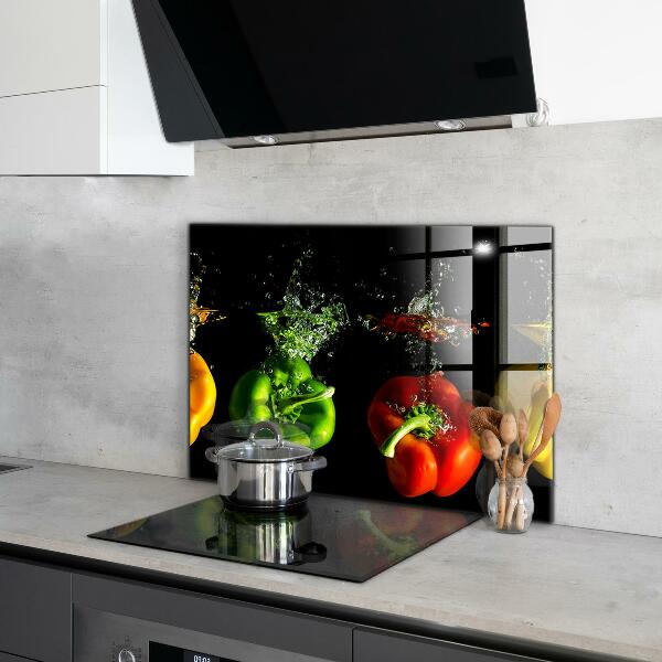 Kitchen splashback Colorful peppers under water