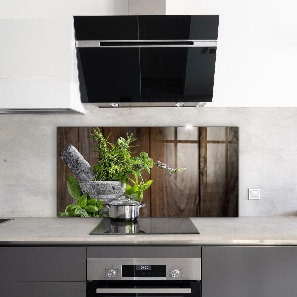 Kitchen splashback Stone mortar spices