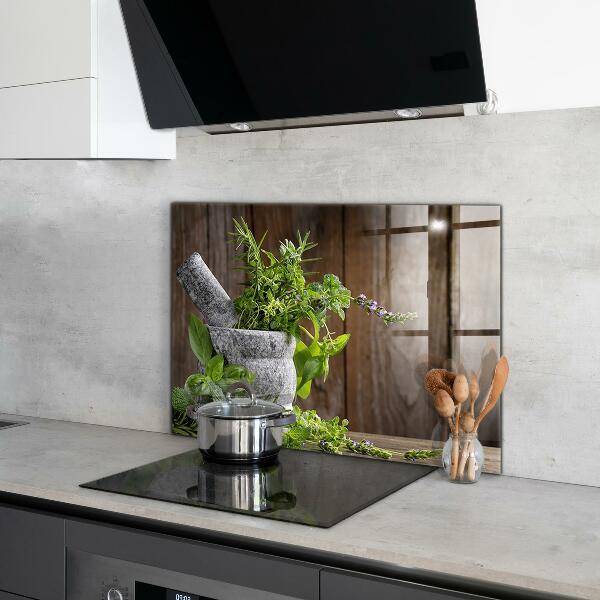 Kitchen splashback Stone mortar spices