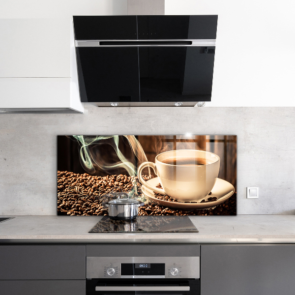 Kitchen splashback A cup with aromatic coffee