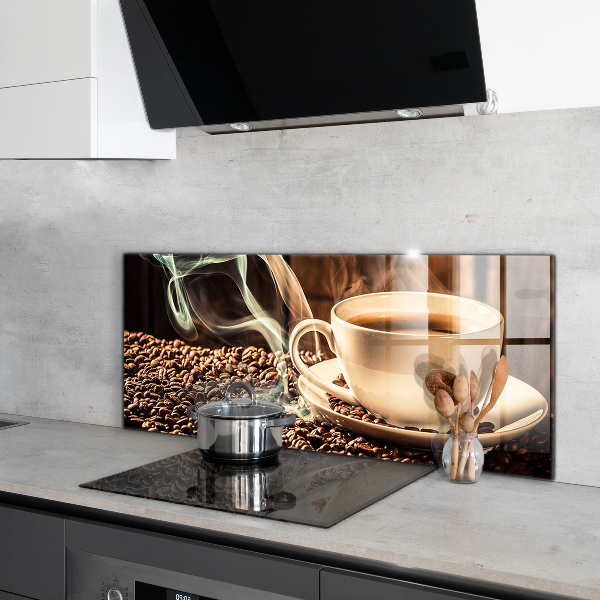 Kitchen splashback A cup with aromatic coffee