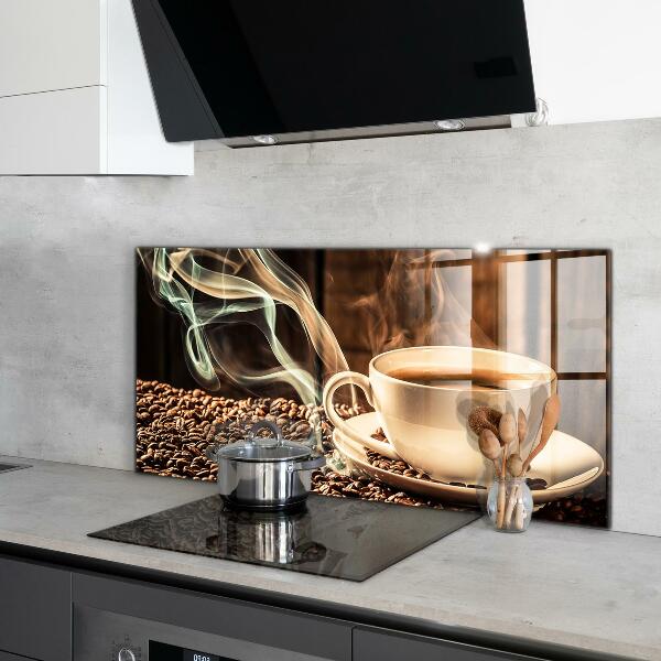 Kitchen splashback A cup with aromatic coffee