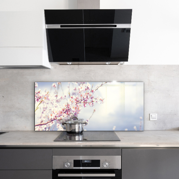 Kitchen splashback Delicate pink flowers