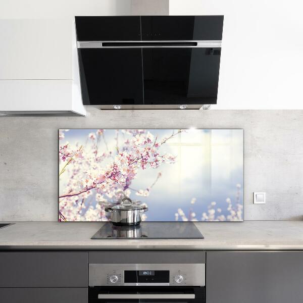Kitchen splashback Delicate pink flowers