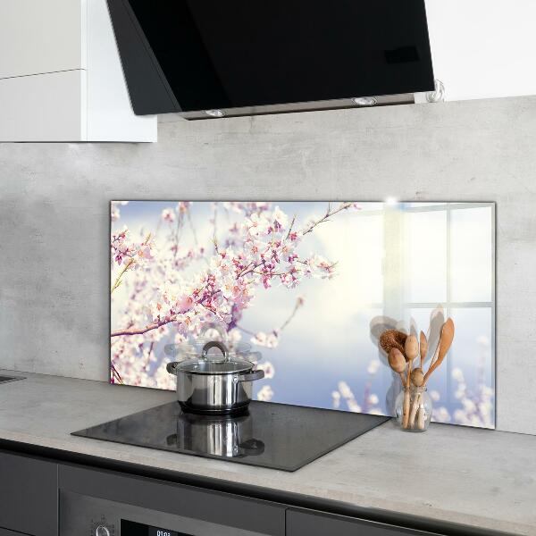 Kitchen splashback Delicate pink flowers