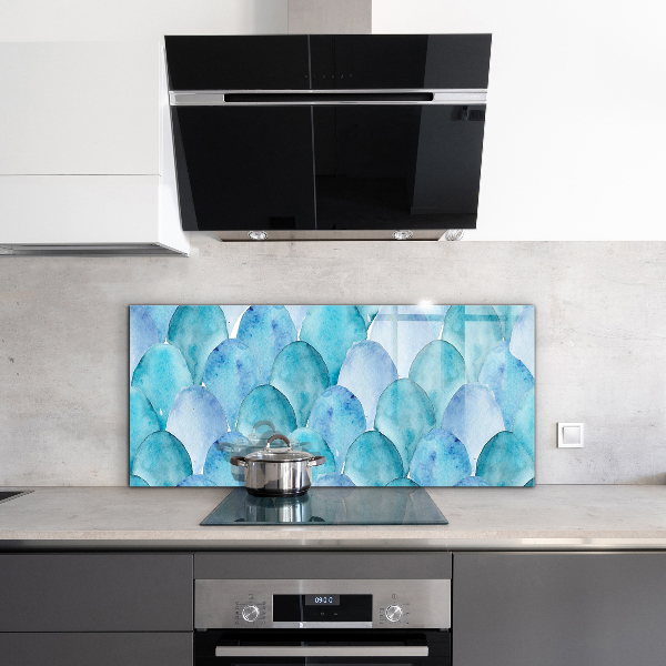 Cooker splashback Watercolor scales blue pattern