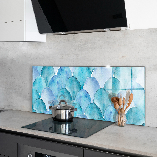 Cooker splashback Watercolor scales blue pattern