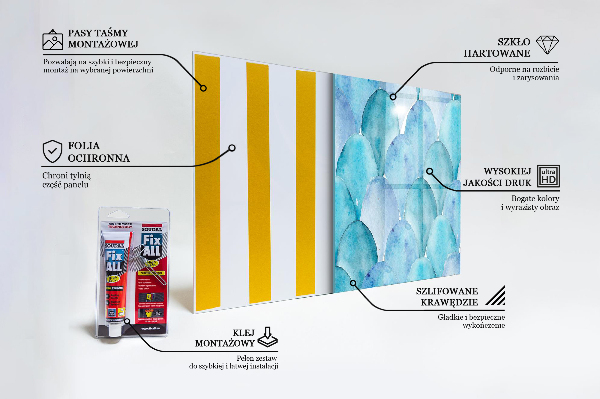 Cooker splashback Watercolor scales blue pattern