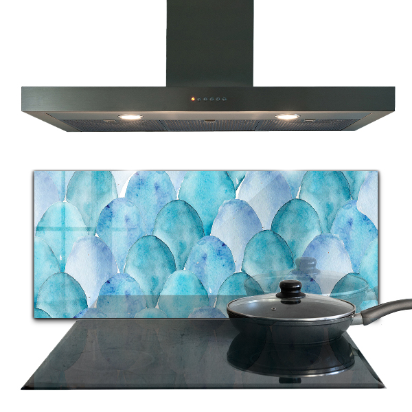 Cooker splashback Watercolor scales blue pattern
