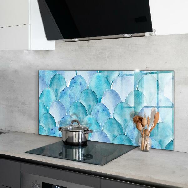 Cooker splashback Watercolor scales blue pattern