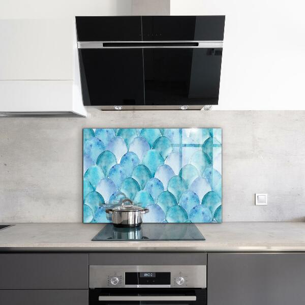 Cooker splashback Watercolor scales blue pattern