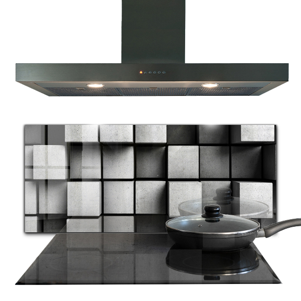 Cooker splashback Monochrome cubes
