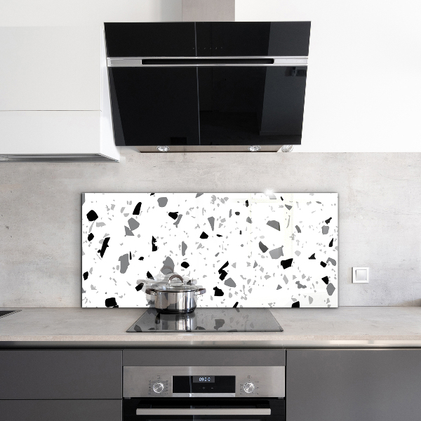 Glass splashback Monochrome terrazzo