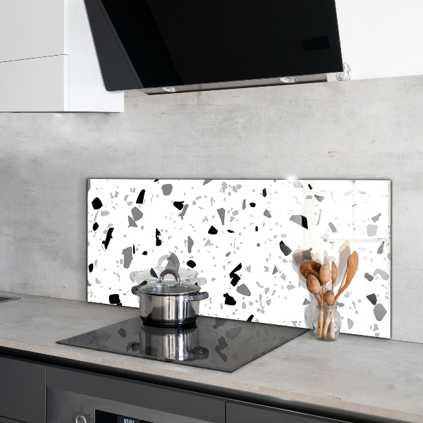 Glass splashback Monochrome terrazzo