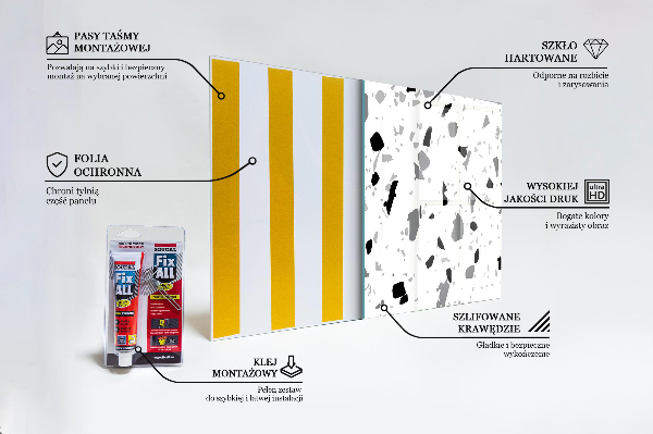 Glass splashback Monochrome terrazzo