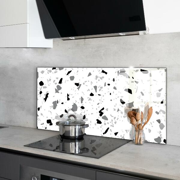 Glass splashback Monochrome terrazzo