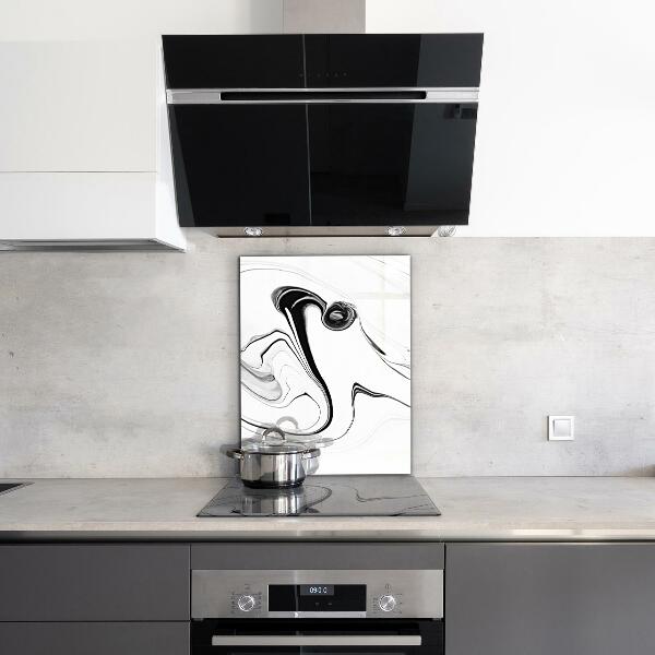 Cooker splashback White marble black lines