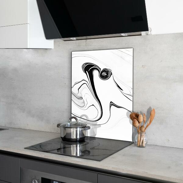 Cooker splashback White marble black lines