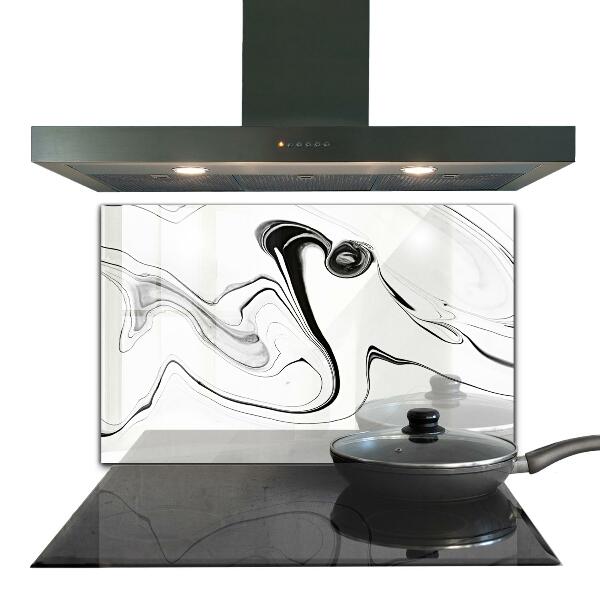Cooker splashback White marble black lines