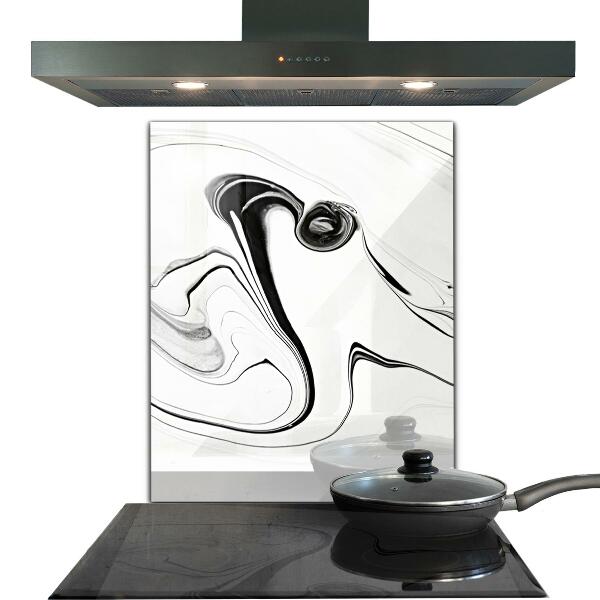Cooker splashback White marble black lines