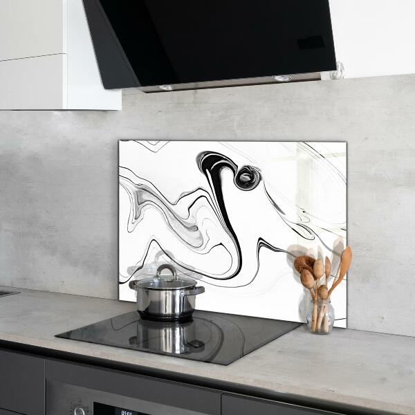 Cooker splashback White marble black lines
