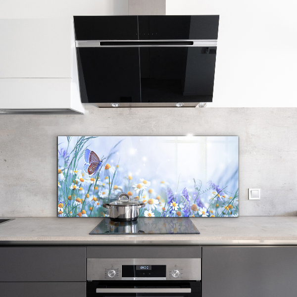 Kitchen splashback Summer meadow butterfly flower