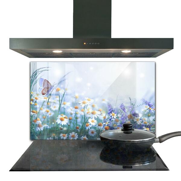 Kitchen splashback Summer meadow butterfly flower