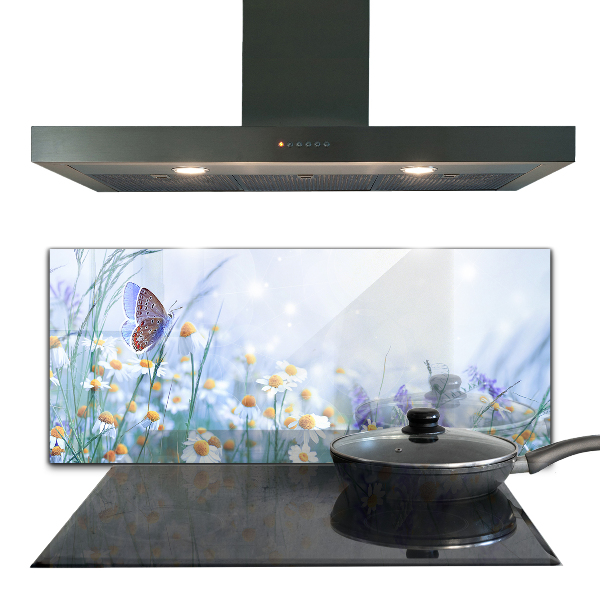 Kitchen splashback Summer meadow butterfly flower