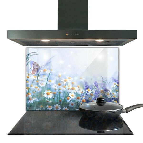 Kitchen splashback Summer meadow butterfly flower
