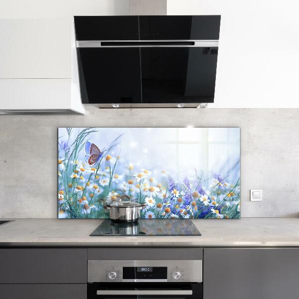 Kitchen splashback Summer meadow butterfly flower