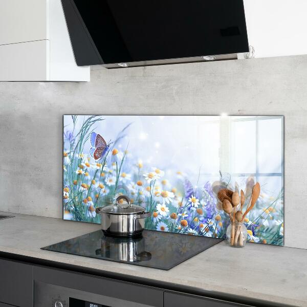 Kitchen splashback Summer meadow butterfly flower