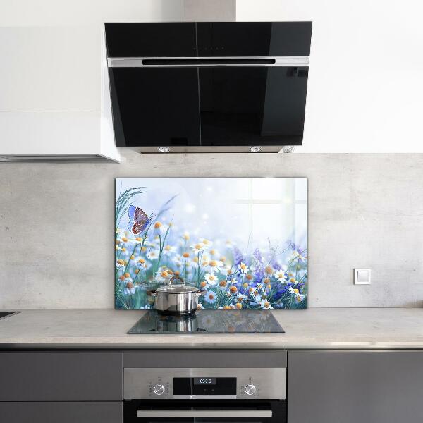Kitchen splashback Summer meadow butterfly flower