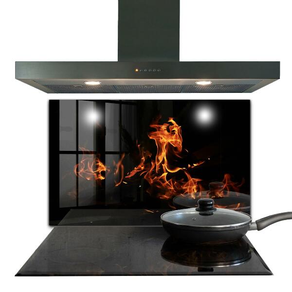 Oven splashback Hot flames of a campfire