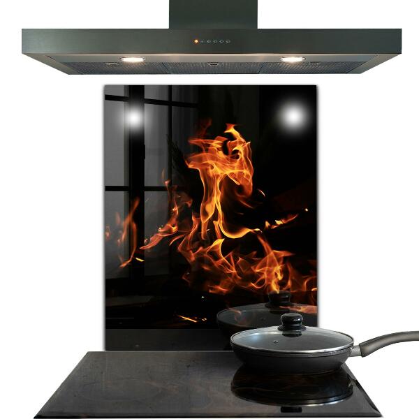 Oven splashback Hot flames of a campfire