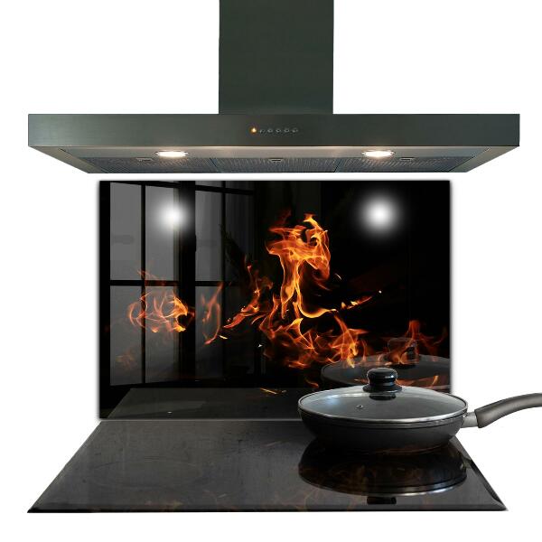 Oven splashback Hot flames of a campfire