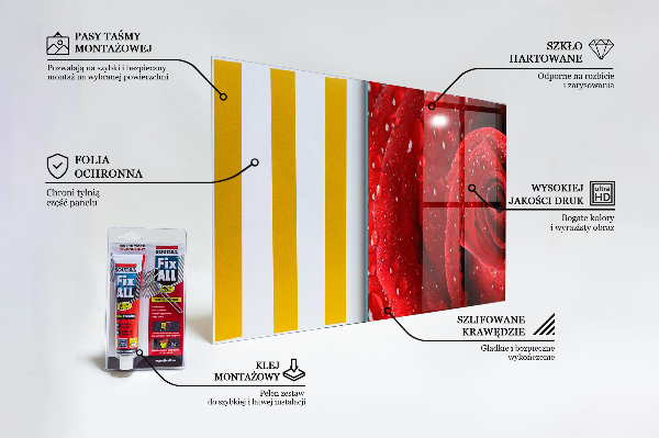 Kitchen splashback Dew drops on a red rose