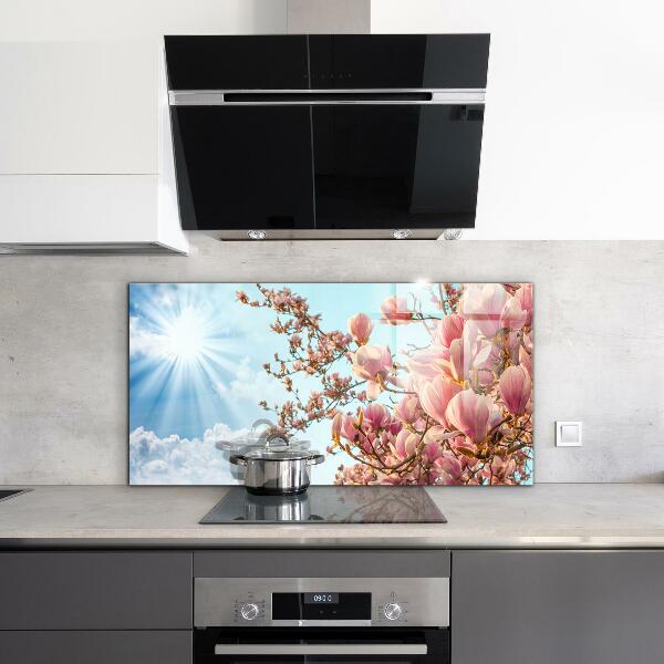 Kitchen splashback Blooming magnolia