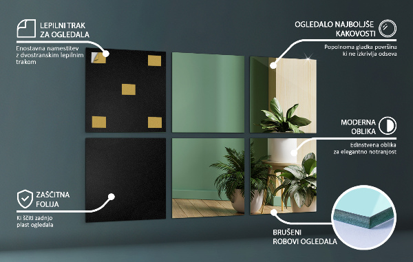 Mirror tiles 6 pcs 7x7 in (6 pcs 16x16 cm)